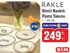 RAKLE RİMLİ BASKILI PASTA TAKIMI 20 CM 4'LÜ